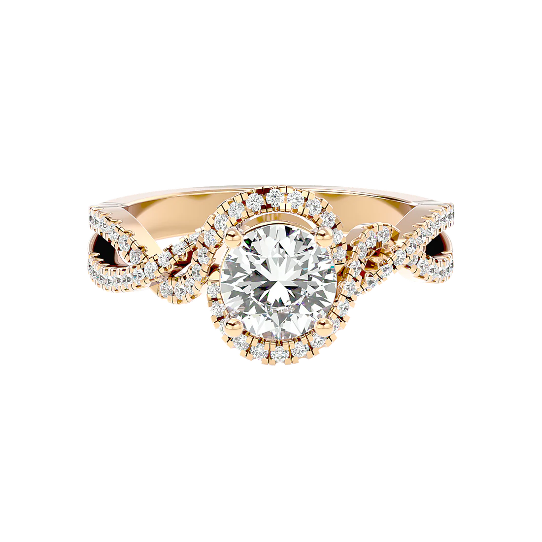 Twirl 69 Pointer Round Halo Lab Diamond Ring