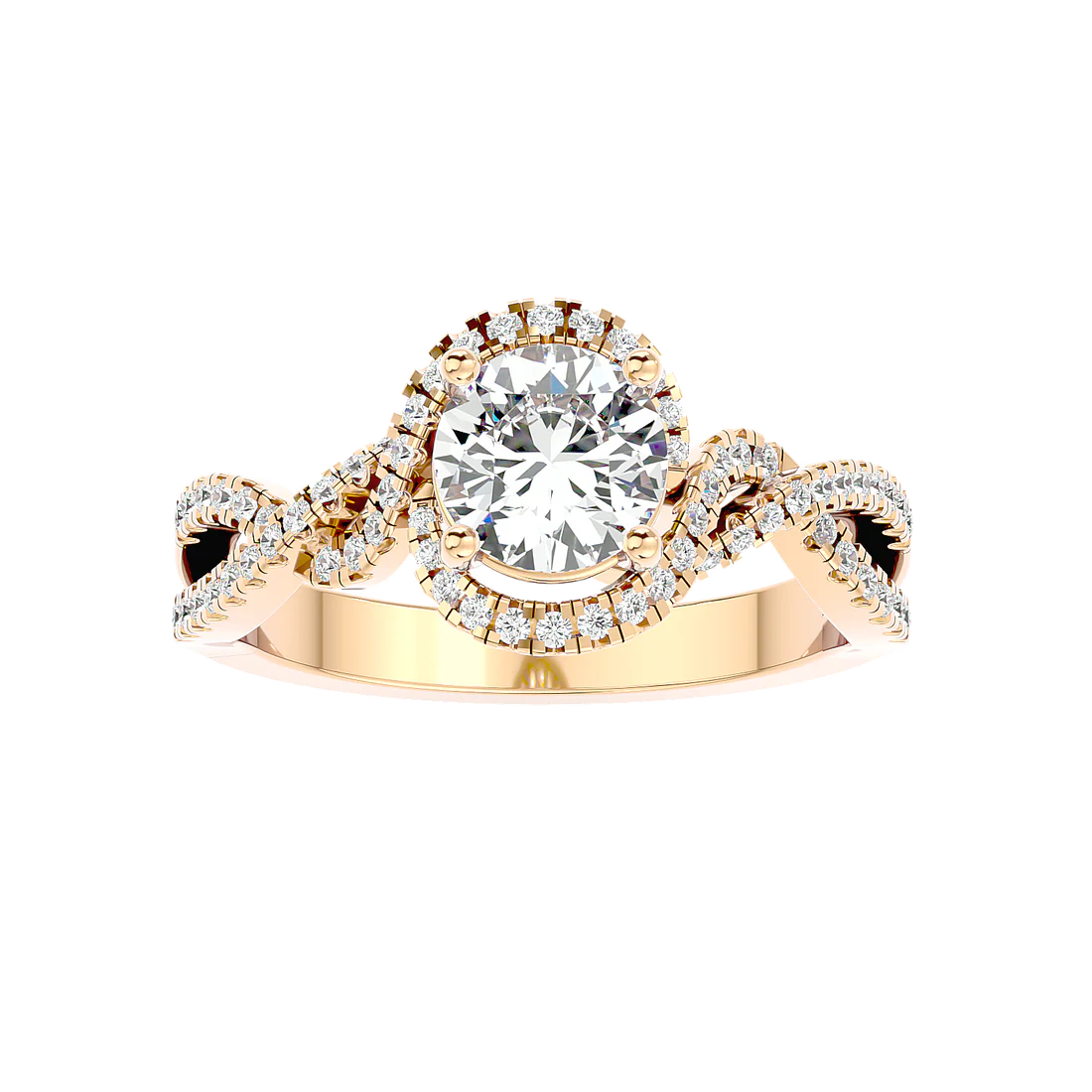 Twirl 69 Pointer Round Halo Lab Diamond Ring