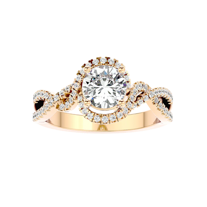 Twirl 69 Pointer Round Halo Lab Diamond Ring