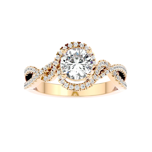 Twirl 69 Pointer Round Halo Lab Diamond Ring