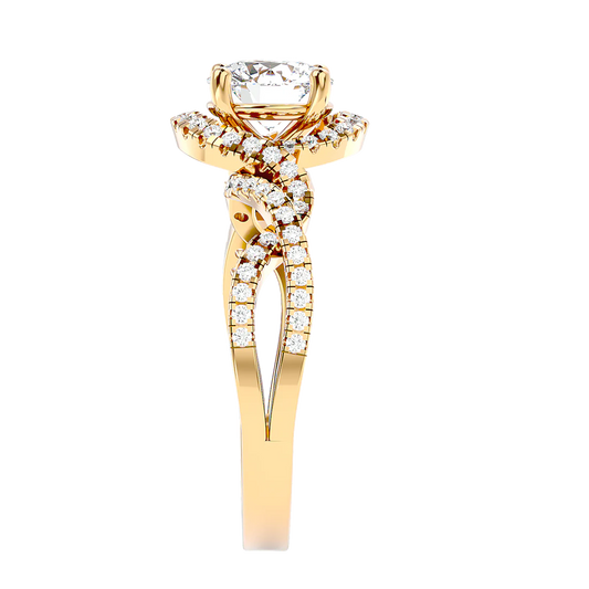Twirl 69 Pointer Round Halo Lab Diamond Ring
