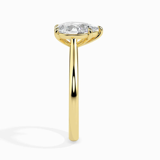 1ct Pear Lab Diamond Sole Solitaire Ring
