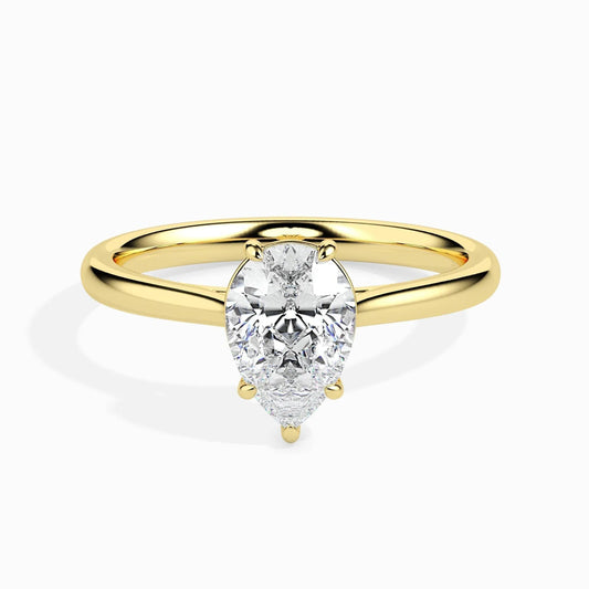 50 Pointer Pear Lab Diamond Sole Solitaire Ring