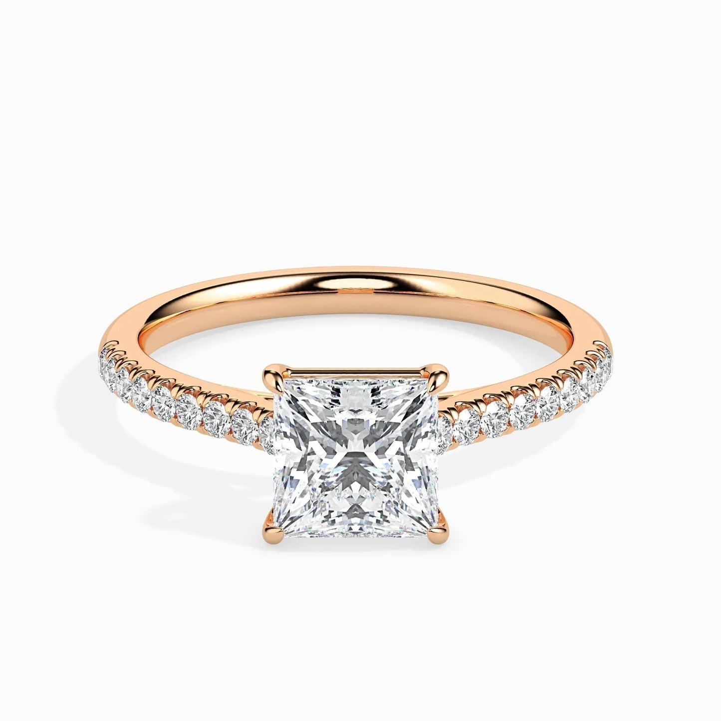 1ct Princess Lab Diamond Hermit Solitaire Ring