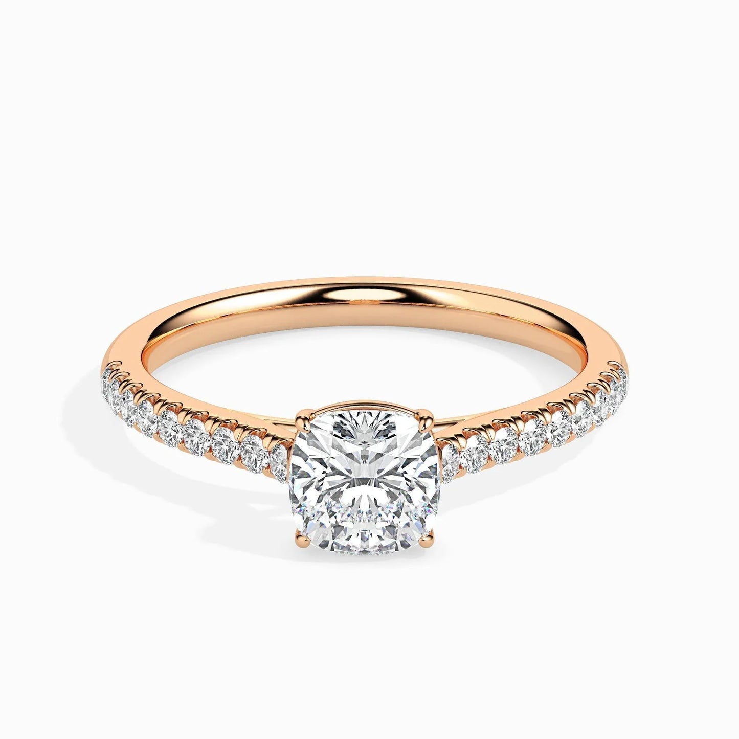 50 Pointer Cushion Lab Diamond Solo Solitaire Ring