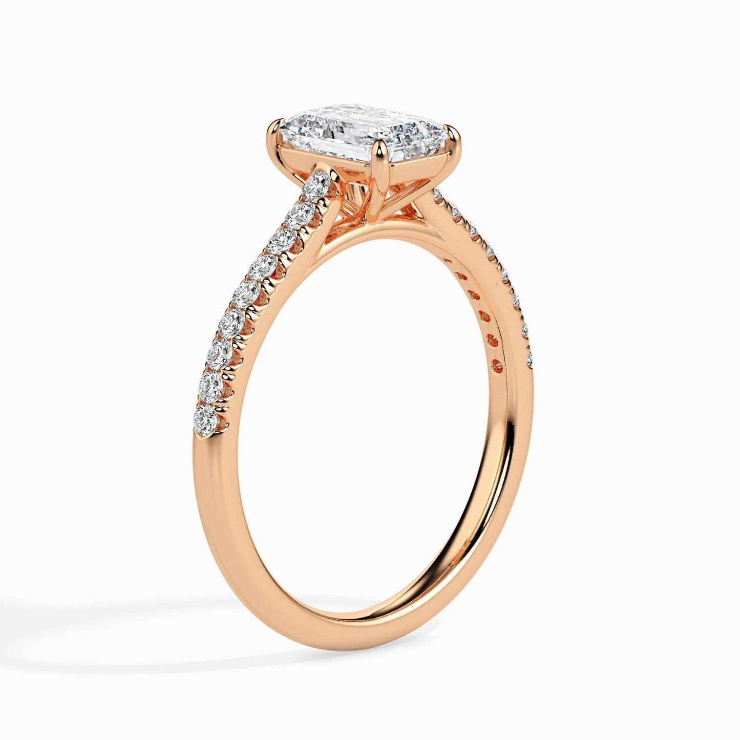 50 Pointer Emerald Lab Diamond Bingle Solitaire Ring