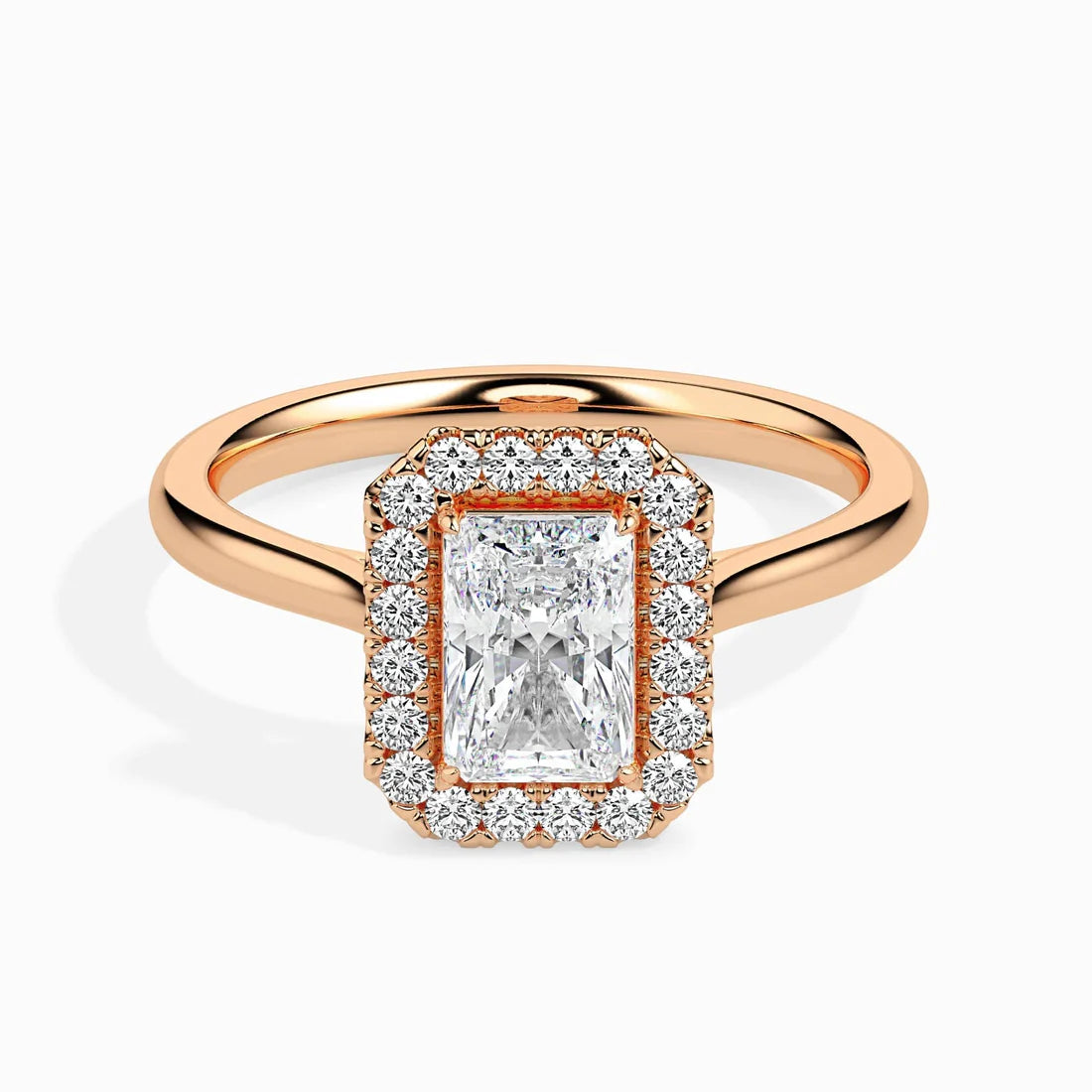 Fictile Halo 1ct Radiant Lab Diamond Ring