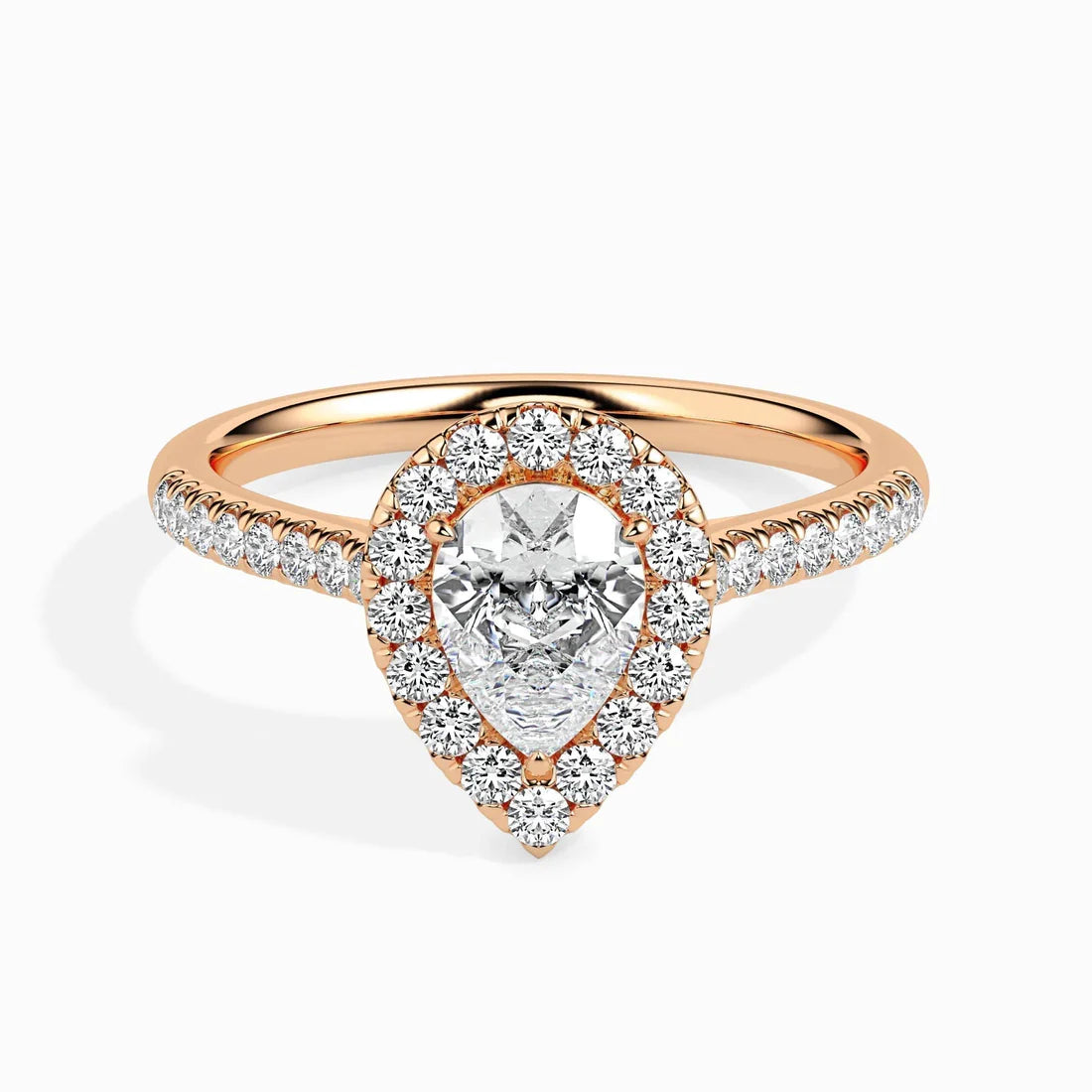 50 Pointer Pear Halo Lab Diamond Zion Ring