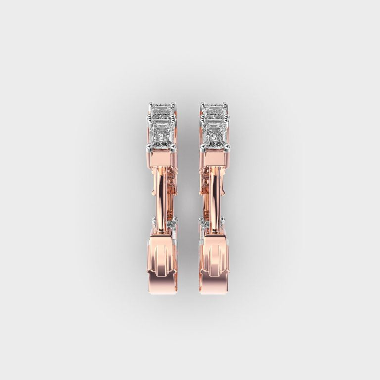 Simple Line Diamond Hoops