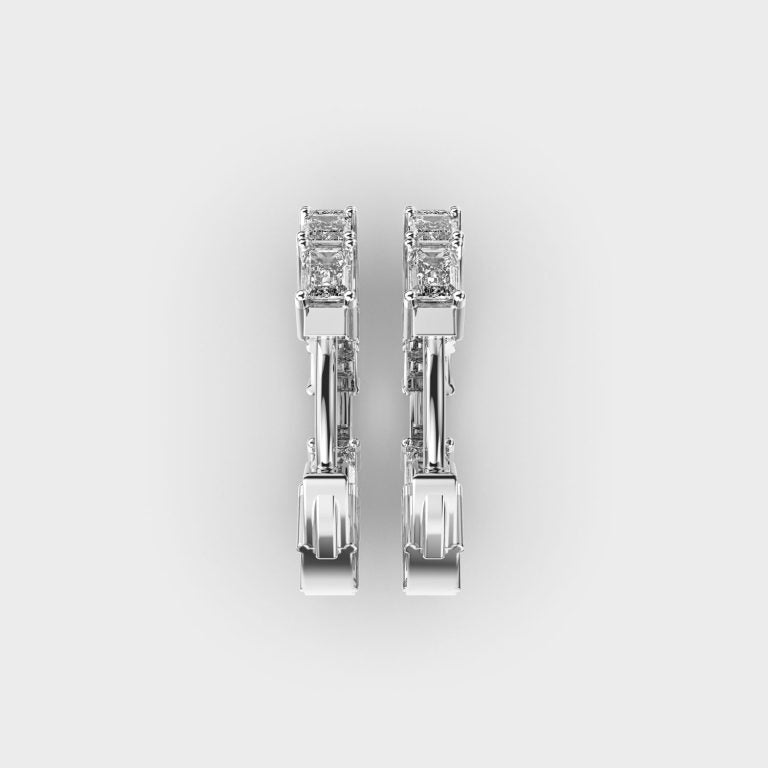 Simple Line Diamond Hoops
