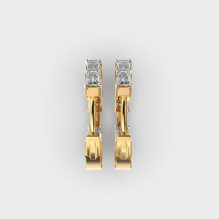 Simple Line Diamond Hoops