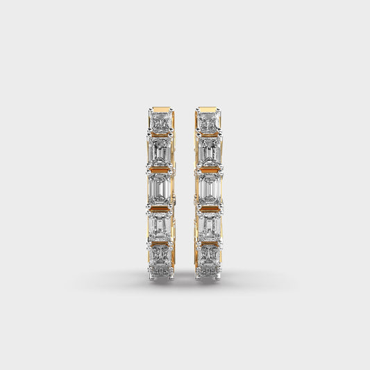 Simple Line Diamond Hoops