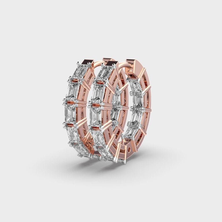 Simple Line Diamond Hoops