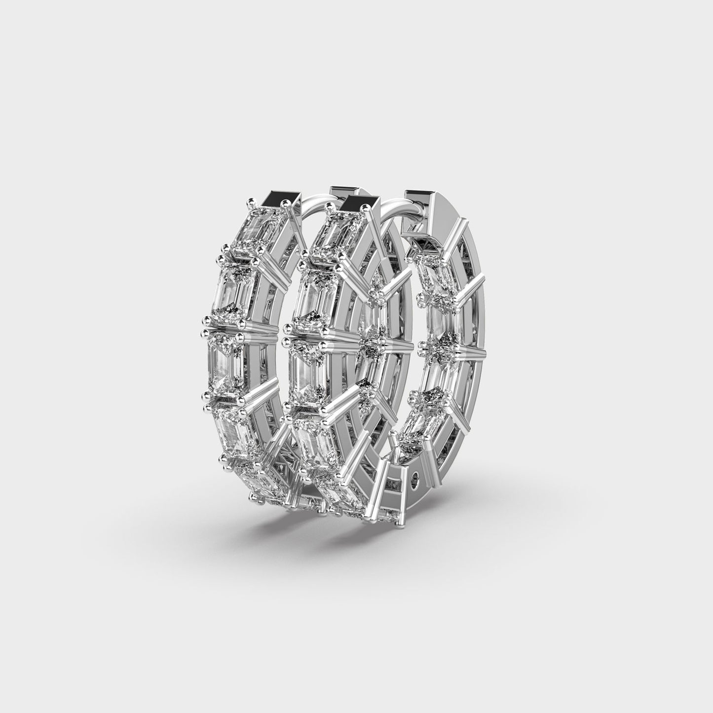 Simple Line Diamond Hoops
