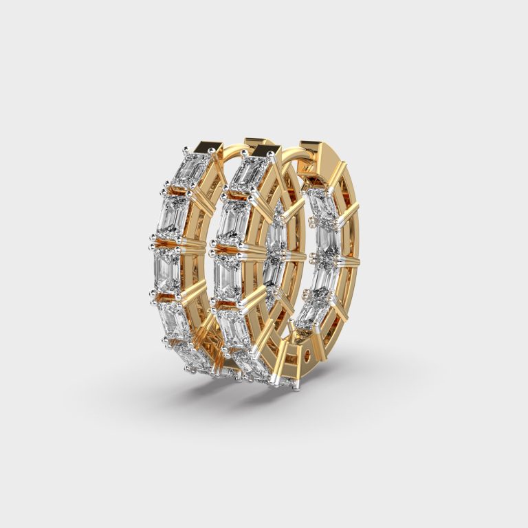 Simple Line Diamond Hoops