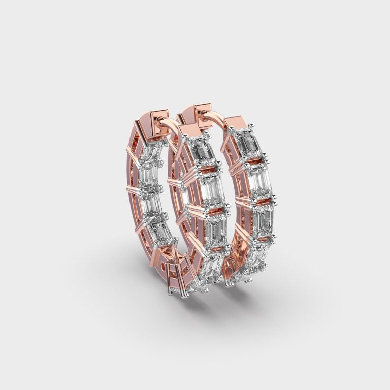 Simple Line Diamond Hoops