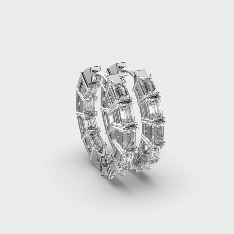 Simple Line Diamond Hoops