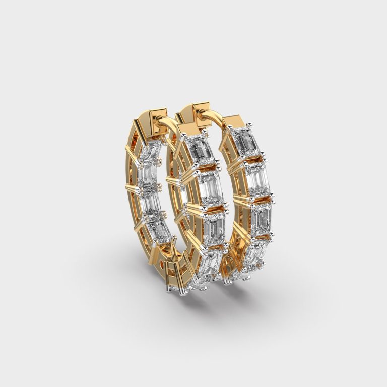 Simple Line Diamond Hoops