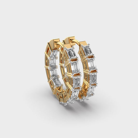 Simple Line Diamond Hoops