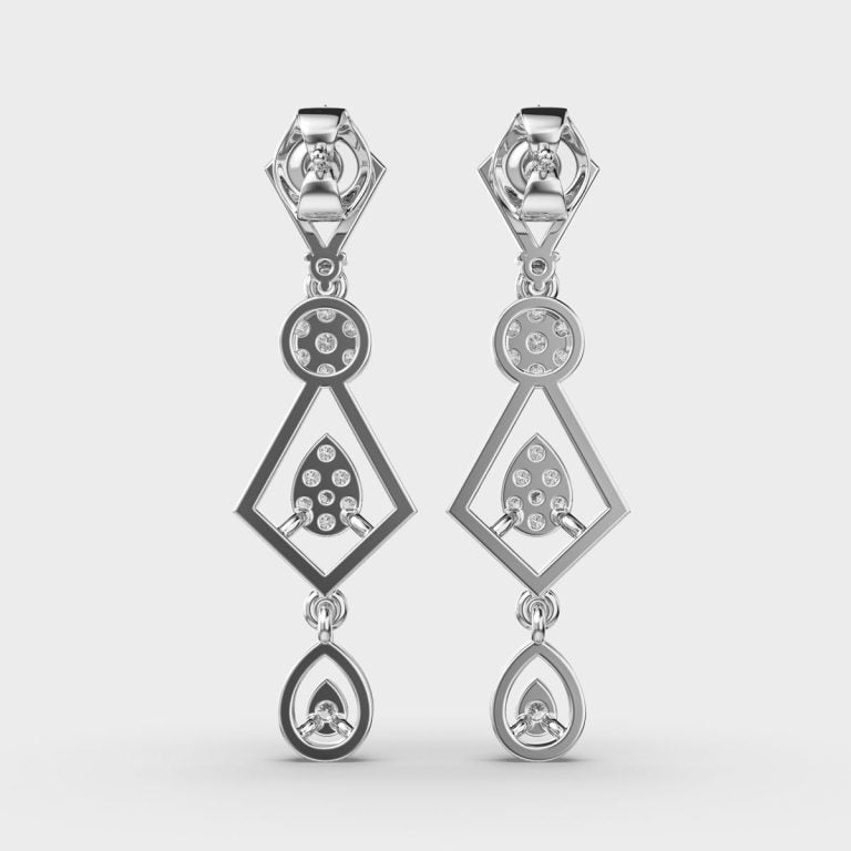 Three Tier Diamond Drop Earrings