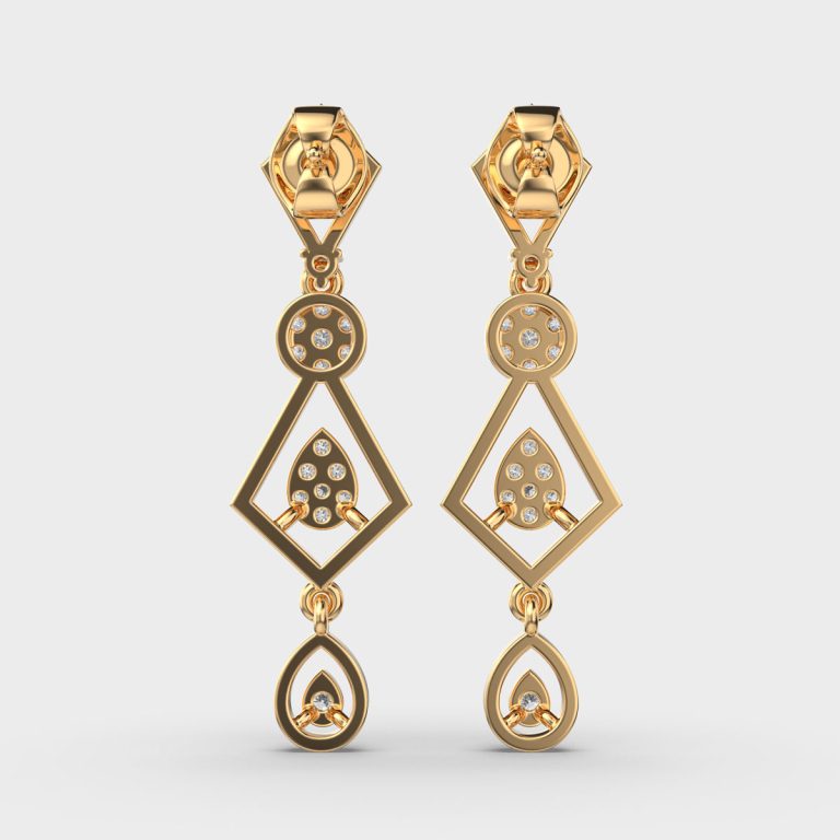 Three Tier Diamond Drop Earrings