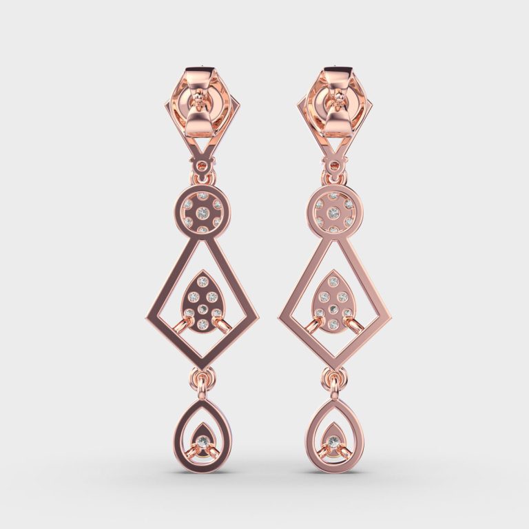Three Tier Diamond Drop Earrings