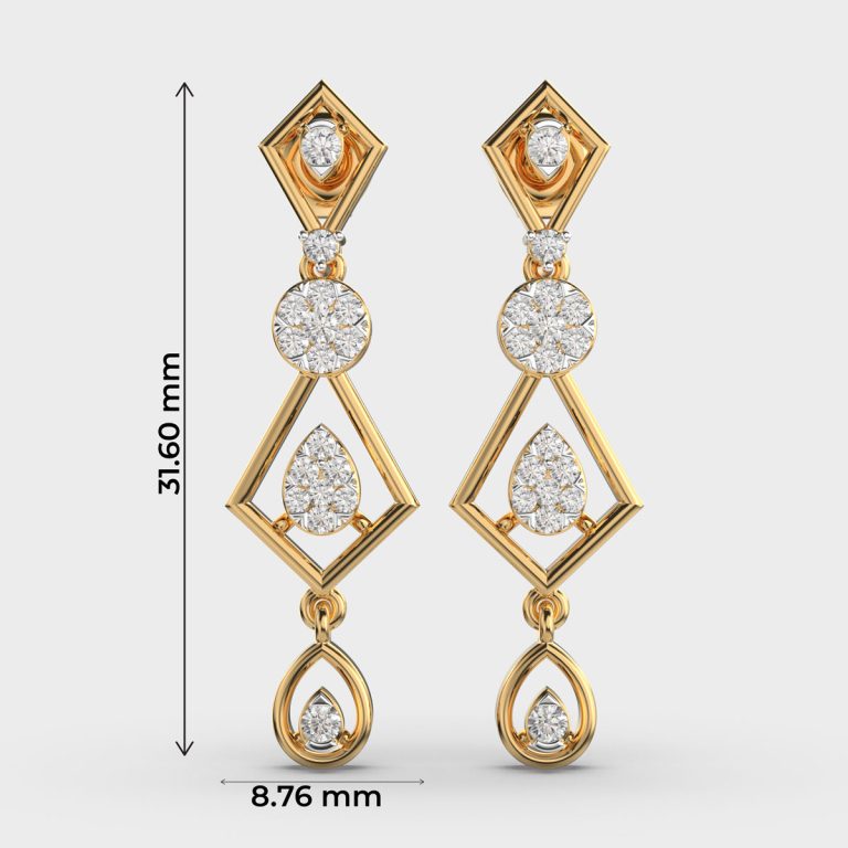 Three Tier Diamond Drop Earrings