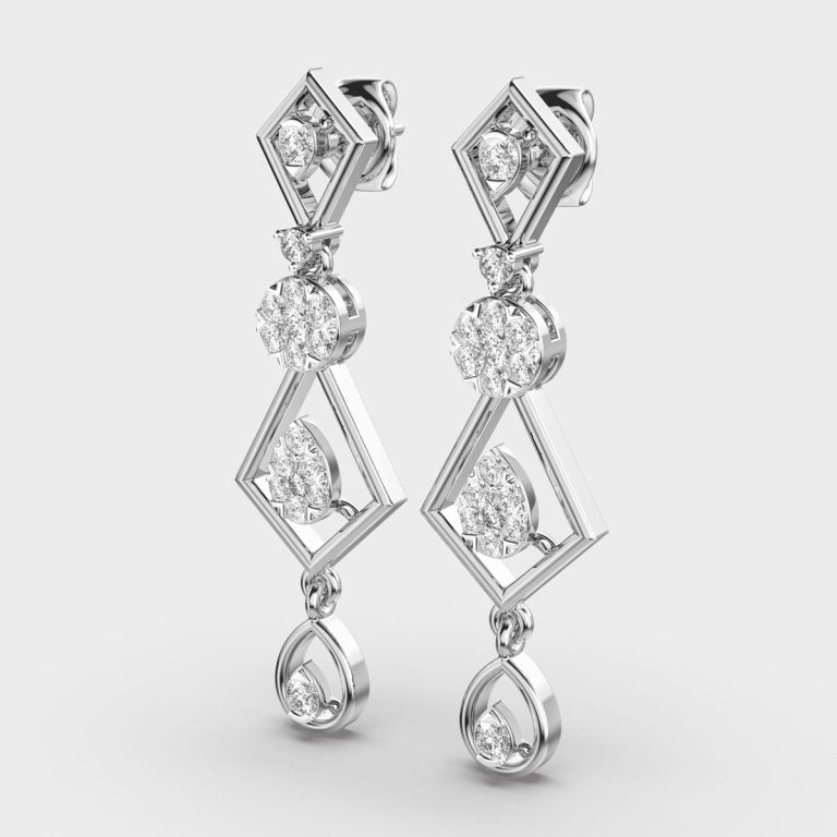 Three Tier Diamond Drop Earrings