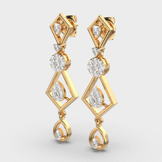 Three Tier Diamond Drop Earrings
