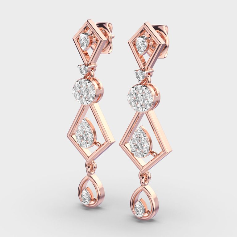 Three Tier Diamond Drop Earrings