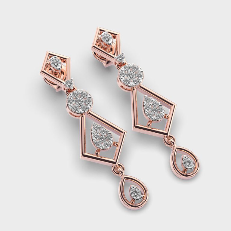 Three Tier Diamond Drop Earrings
