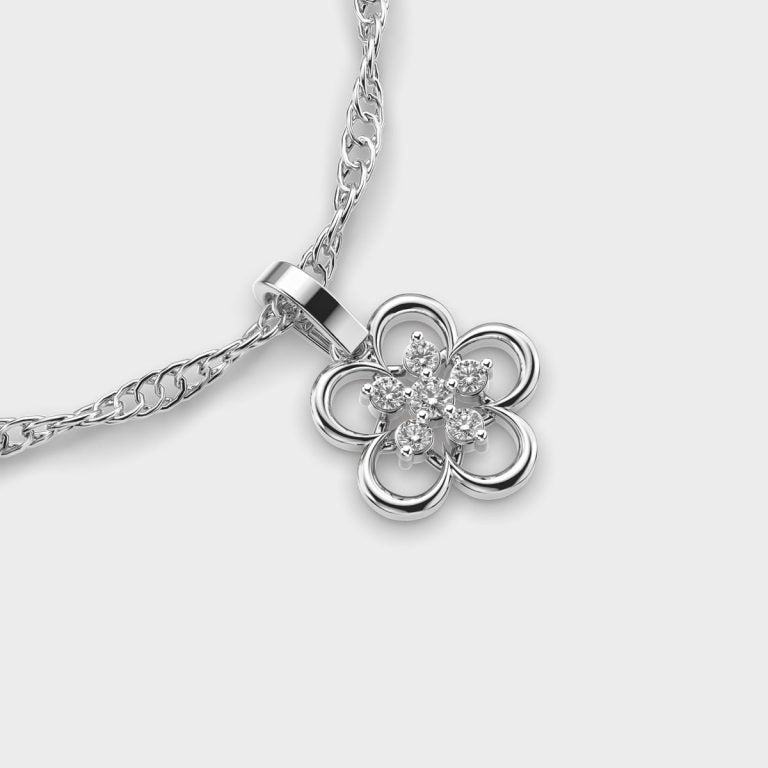Rosette Charm Diamond Pendant