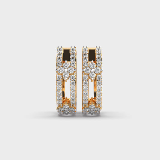 Floral Diamond Hoop Stud