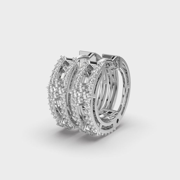 Floral Diamond Hoop Stud