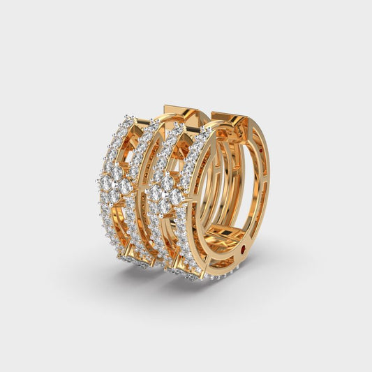 Floral Diamond Hoop Stud