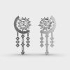 Moon and Star Diamond Drop Earrings