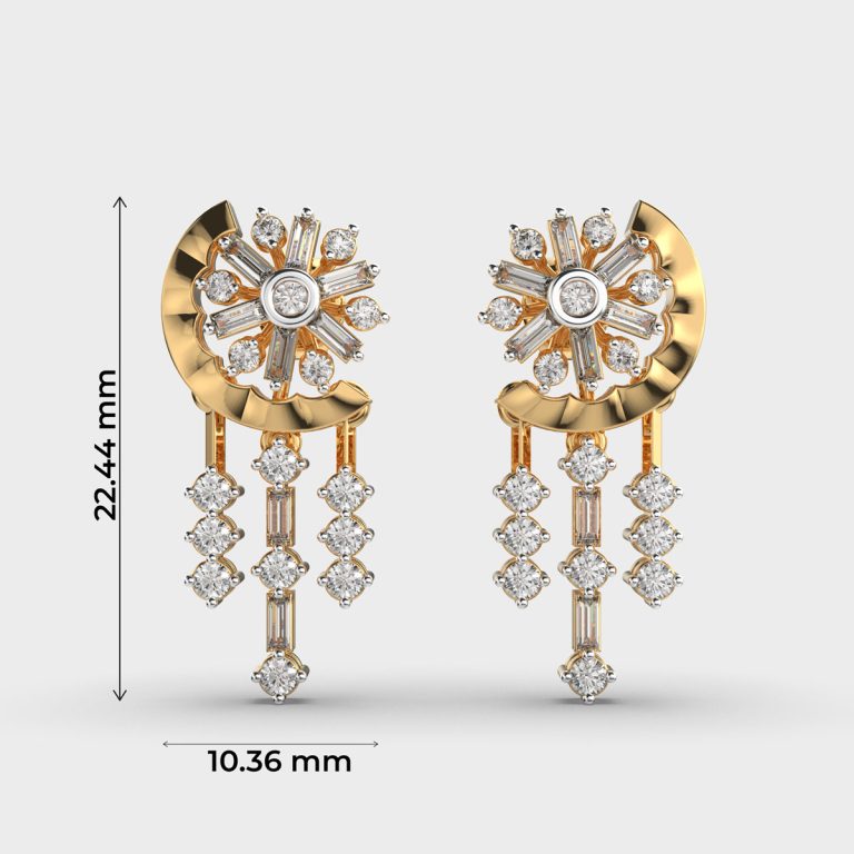 Moon and Star Diamond Drop Earrings