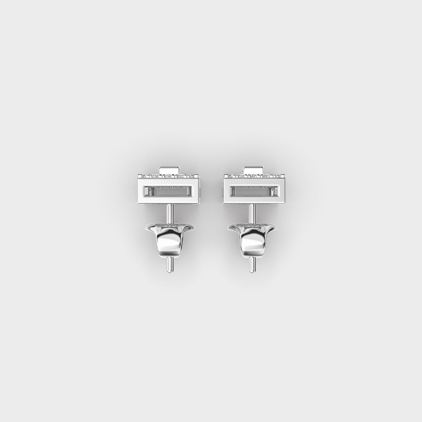 Rectangular Diamond Ear Studs