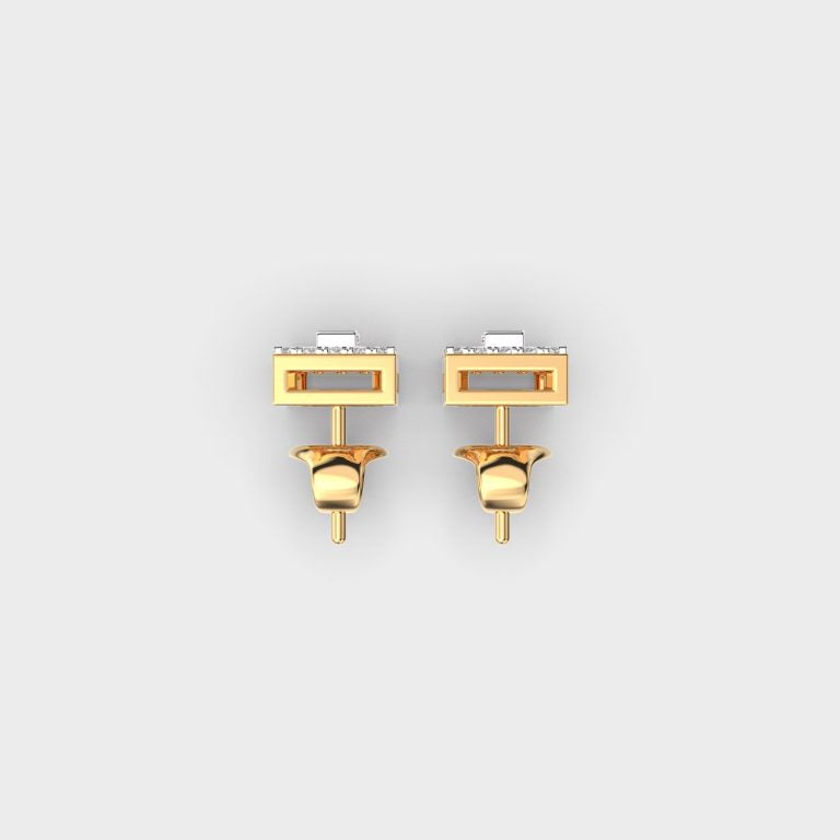Rectangular Diamond Ear Studs