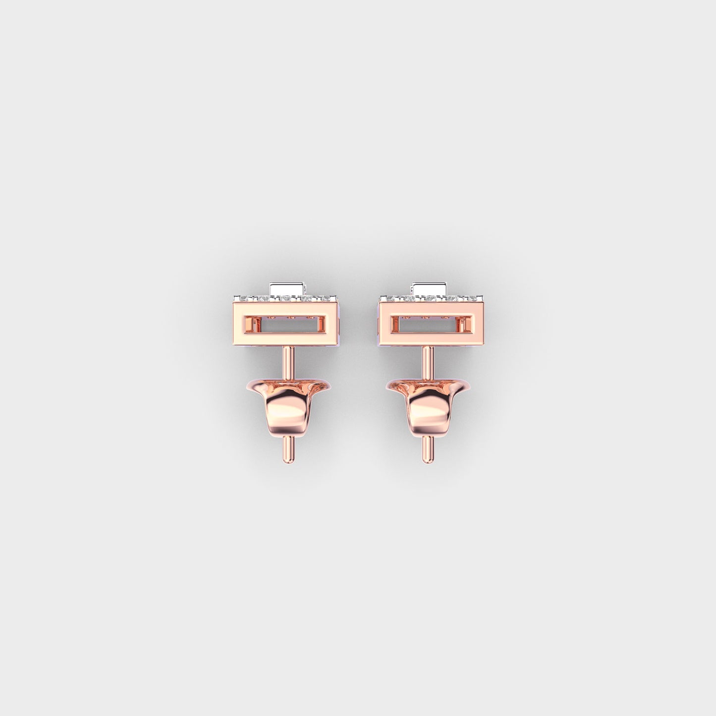 Rectangular Diamond Ear Studs