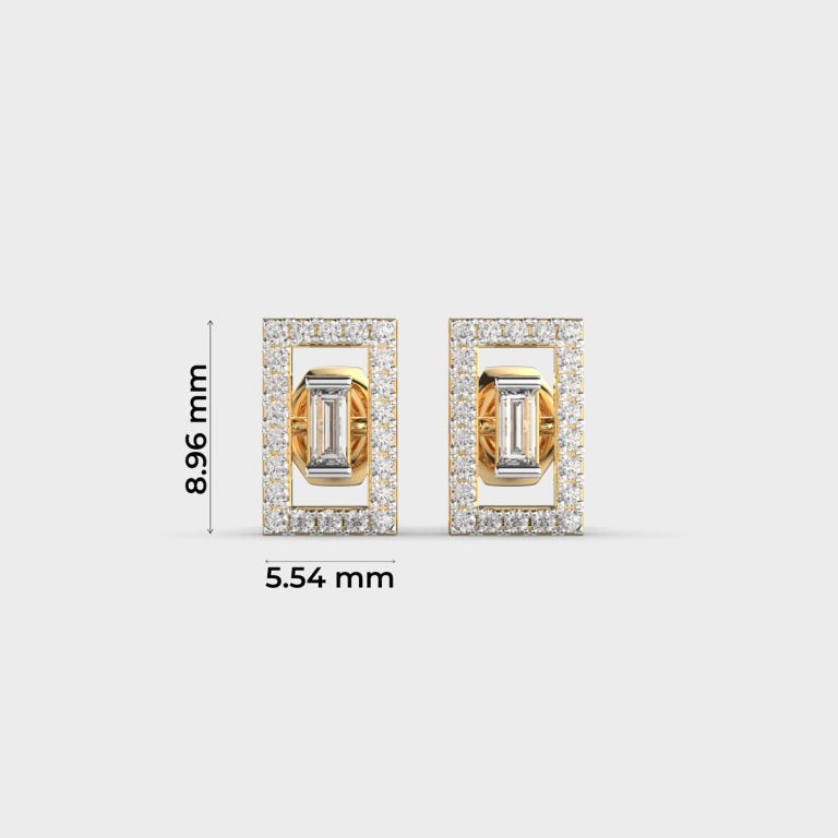 Rectangular Diamond Ear Studs