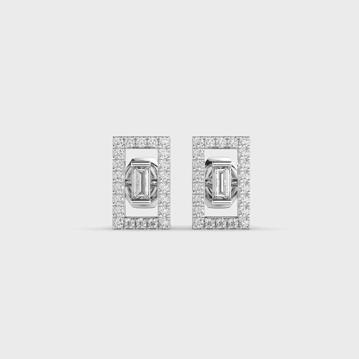 Rectangular Diamond Ear Studs