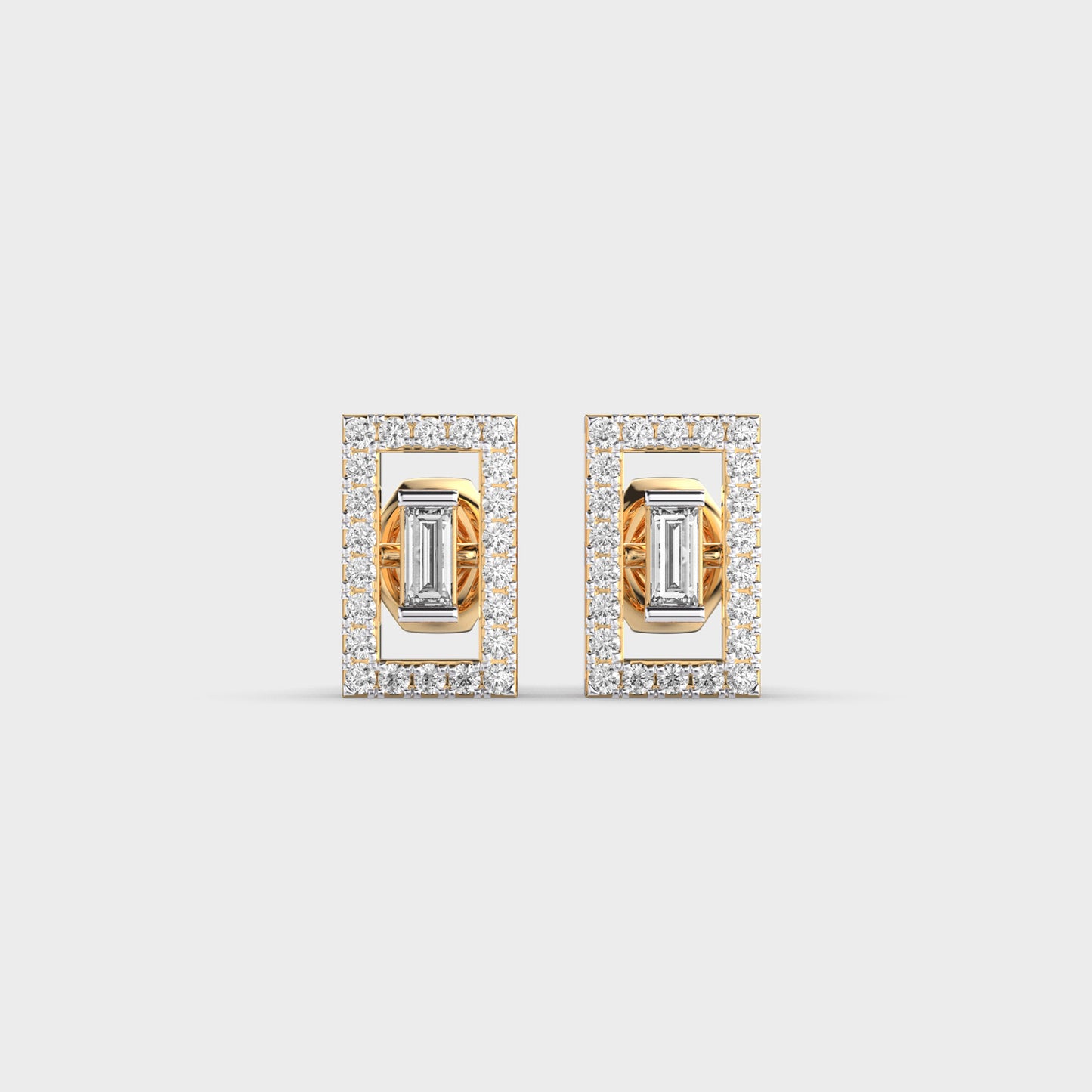 Rectangular Diamond Ear Studs