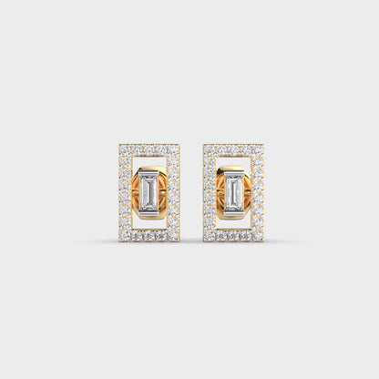 Rectangular Diamond Ear Studs
