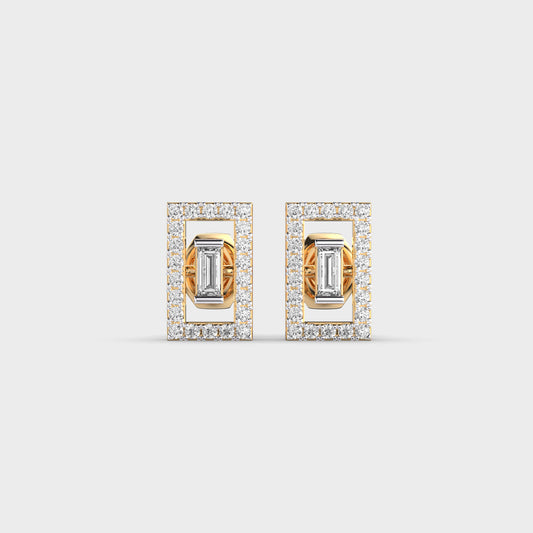 Rectangular Diamond Ear Studs