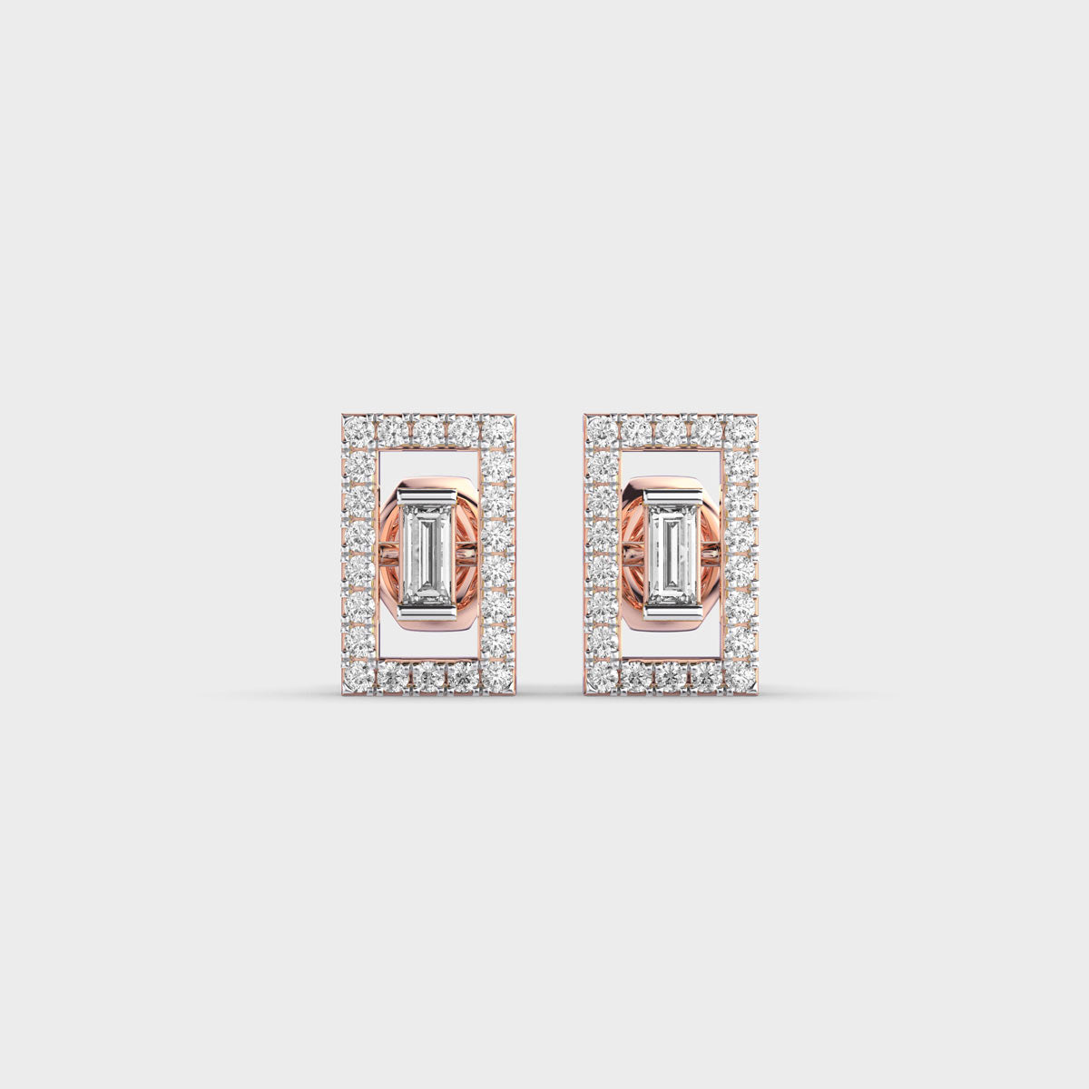 Rectangular Diamond Ear Studs