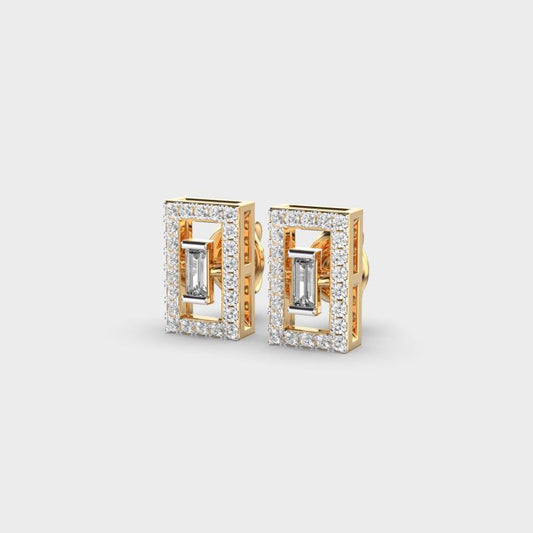 Rectangular Diamond Ear Studs