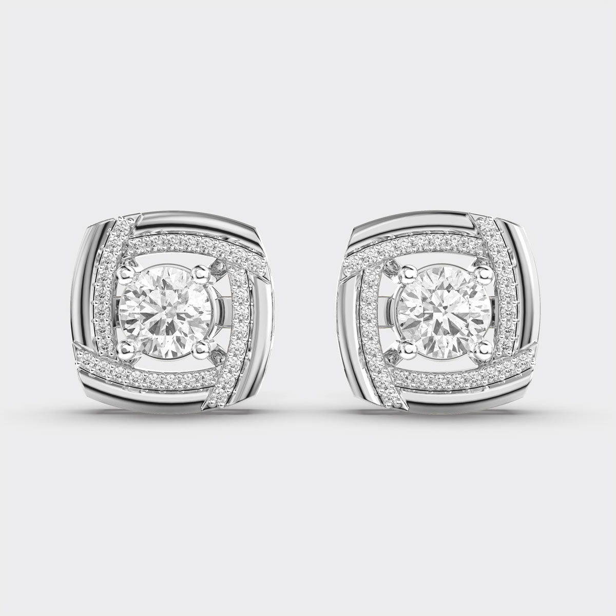 70 Cent Solitaires in Square Studs