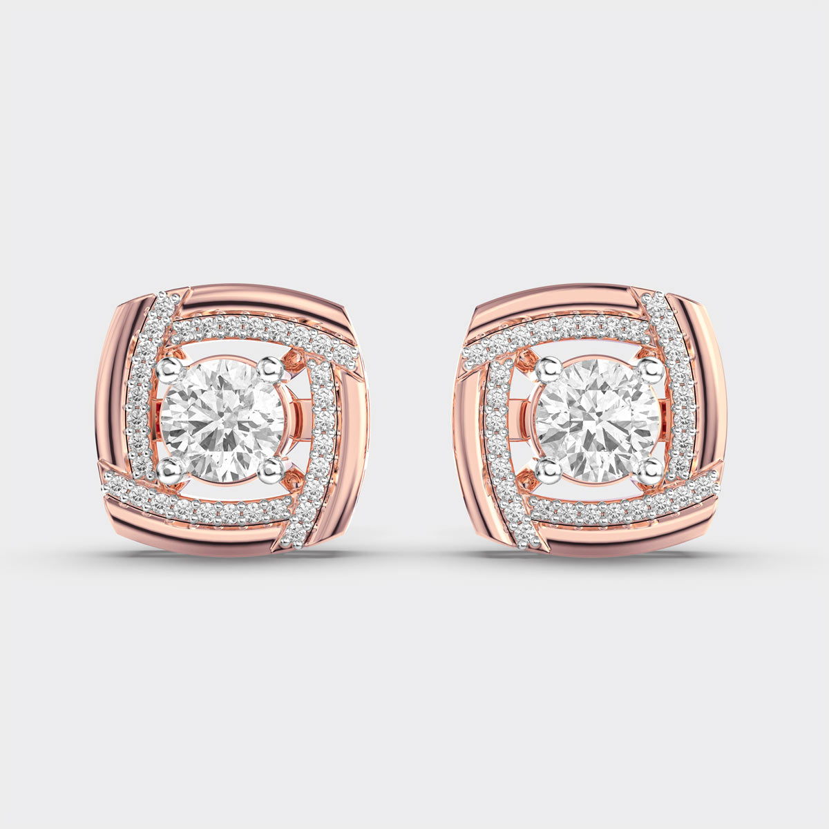70 Cent Solitaires in Square Studs
