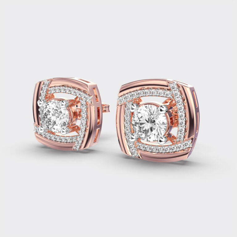 70 Cent Solitaires in Square Studs